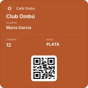 Pase de Café Ombú en Google Wallet, con el saldo de Ztamps y el QR